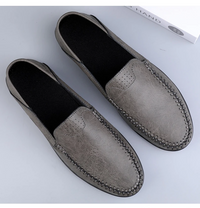 Aleen - Handmade Slip-On Leather Loafers Gray