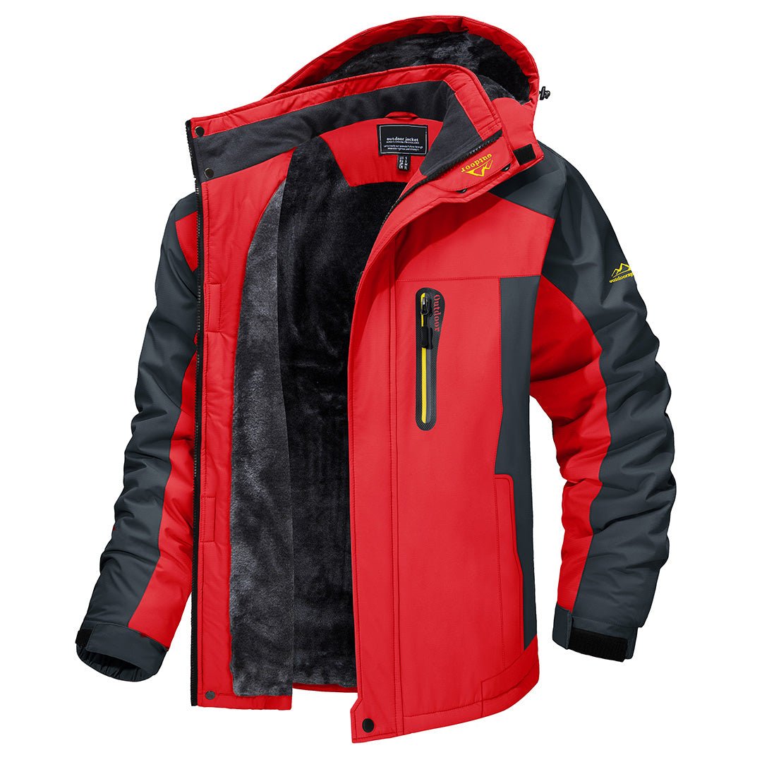 Josh - Rainproof Fleece-Lined Jacket Red