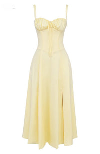 Aira - Corset-Style Midi Dress Yellow