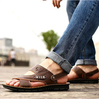 Alex - Textured Leather Sling Sandals Brown