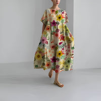 Angeline - Loose Cotton-Linen Maxi Dress Style 5