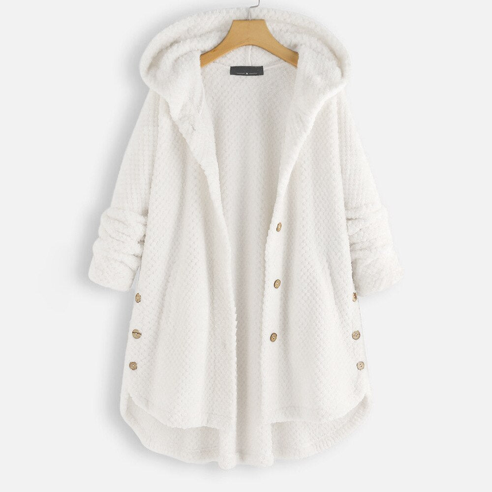 Arabella - Oversized Hooded Button Coat