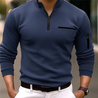 Adrian - Half-Zip Athletic Polo Dark Blue 