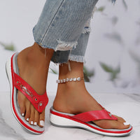 Agnes - Perforated Comfort Wedge Sandals Red